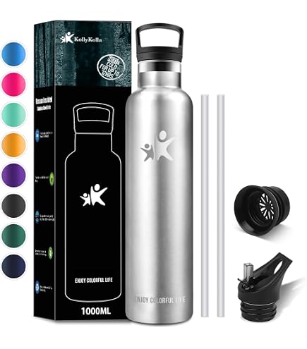 Gourde Isotherme UMBFUN 500ml Acier Inoxydable - Double Paroi Vide, 2 Bouchons Dont Paille, Anti-Fuite