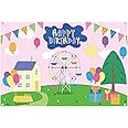 5x3ft Happy Birthday Backdrop for Girl Boy Durable Fabric Pig Theme Birthday Backdrop for Girls Cartoon Ferris Wheel Baby Shower Backdrop Decorations Photo Studio Photography Background