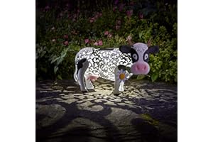 Festive Lights – 3D-Gartendeko Tiere aus Metall – mit solarbetriebener automatischer LED Beleuchtung (Daisy - Kuh)