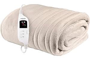 Emperial Luxury Heated Blanket | Electric Blanket | Extra Large Heated Throw with Digital Remote, 9 Heat Settings & 9hr Timer, Machine Washable Fleece - 160cm x 130cm (Cream)