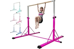 FC FUNCHEER Gymnastic bar for Kids Ages 5-20 Gymnastic Horizontal bar Gymnastic kip bar - Height 35.4" to 59"/45" to 71" - 5FT/6FT Base Length - Super Sturdy Gymnastic Equipment for Home and Gym