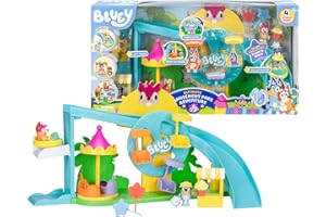Bluey Theme Park, Themenpark, Wasserpark mit 2 Rutschen und Zubehör, inklusive Bingo-Figur, Lutscher und mehr, Berühmte (BLY84000)