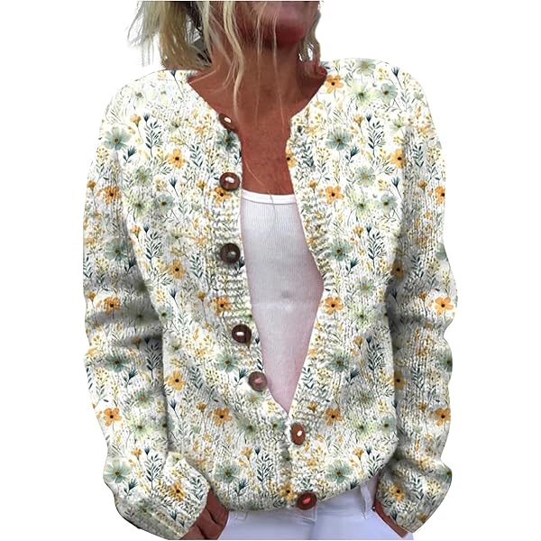 Damen Strickjacke Oversize - Bunte Ethno-Jacquard Wolle Jacke