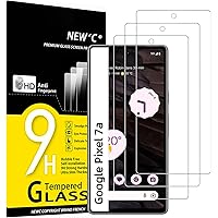 NEW'C 3 Pezzi, Vetro Temperato per Google Pixel 7a, Pellicola Prottetiva, Senza Bolle, Durezza 9H, 0,33mm Ultra Trasparente, 