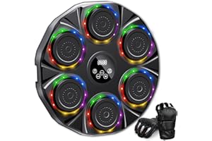 MSSAYA Music Boxing Machine, Smart Wall Mounted Punching Machine with 9-Level Speed & Mode Adjustment, USB Charging One Punch Boxing Game Training Equipment with Bluetooth Connection & LED Light