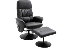 ‎HOMCOM HOMCOM Relaxsessel mit Fußhocker Stauraum Liegefunktion Massagesessel TV-Sessel mit Massagefunktion Liegesessel Ergonomischer Stuhl mit 10 Vibrationpunkte Kunstleder Schwarz 76 x 81 x 105 cm