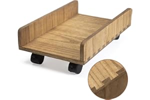 KIRIGEN Stojak na komputer PC ATX, obudowa komputerowa typu wieża, mobilny uchwyt samochodowy z blokowanymi kółkami skrętnymi, ciemnobrązowy