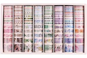 Lychii Zestaw 120 rolek taśm Washi, dekoracyjna taśma klejąca, kolekcja dla majsterkowiczów, upiększa dzienniki, planery, karty i scrapbooking (120 rolek A)
