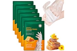 NLFOX 6 Pairs Hand Mask Gloves - Honey Hand Moisturiser Gloves - hand Masks for Dry Hands Repair - Moisturising gloves with Collagen Vitamins - Hydrating Nourishing Softening Exfoliating