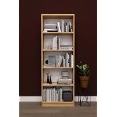 ASRA TREND Safir Meşe Desen K002 5 Raflı Kitaplık 56 cm Genişlik Dar Alan Uyumlu Modern K&uuml;t&uuml;phane%100 MDFLAM Dekoratif Raf &Uuml;n