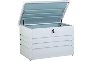 Coffre de Rangement Extérieur 100 x 62 cm 400 Litres en Acier Galvanisé Blanc Idéal pour les Accessoires de Jardin Durable et Décoratif Beliani