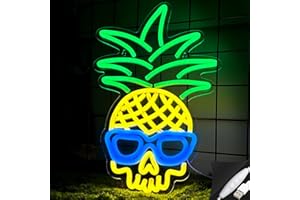RAINDEE Neon Sign Pineapple Ghost Face LED Neon Light Mario Lamp Acrylic Sign for Game Room Decor Gaming Light Accessory Gifts for Home Kids Room,Bar, Club, Bedroom, Party