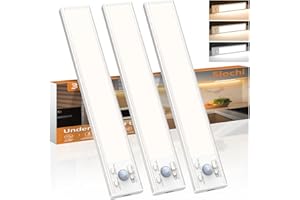 slochi Rechargeable Under Cabinet Kitchen Lights,3-Color&Dimmable,3 Modes,Motion Sensor, Magnetic&Stick Easy Installation LED Cupboard Lights for Counter Wardrobe Shelf Closet-3 Pack(20cm)