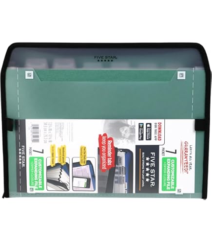 Five Star Expanding File Folder with Zipper, 7 Pocket - Multicolor