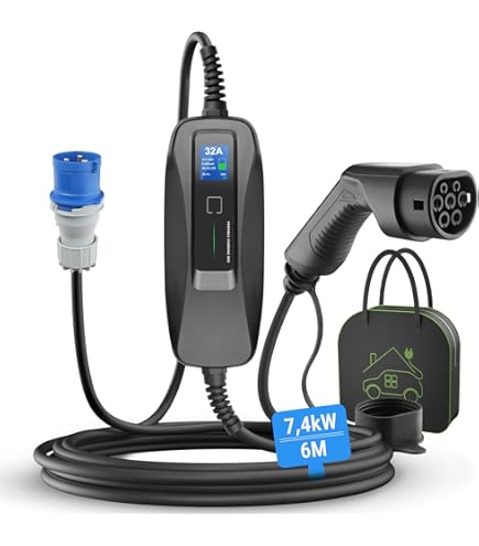 Cavo Ricarica Auto Elettrica VDLpower 3.6kW Tipo 2 - Wallbox Portatile 5M Con Display LED, Regolabile 6-16A, IP65 Impermeabile