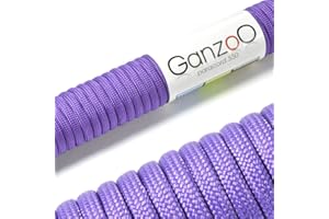 Ganzoo Paracord 550 linka do bransoletki, smycz, linka nylonowa 15 m, kolor liliowy