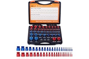 GOSHYDA Nut and Bolt Thread Checker, Practical Thread Checker Box, 44pcs Individually Assembled Thread Gauge, Carbon Steel, Easy to Use Bolt and Nut Identifier Tool