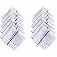 Caslino - Cotton Handkerchiefs for Men, 41 x 41 cm, Large Size Cotton Hanky for Gents, White & Color Stripes Napkins
