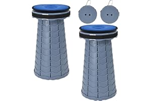 FXKS 2 Pack Folding Stool with Cushion,Retractable Portable Telescop Stool Max Load Capacity 400lbs, Lightweight Collapsible Stools for Fishing Camping Hiking Outdoor BBQ -Grey