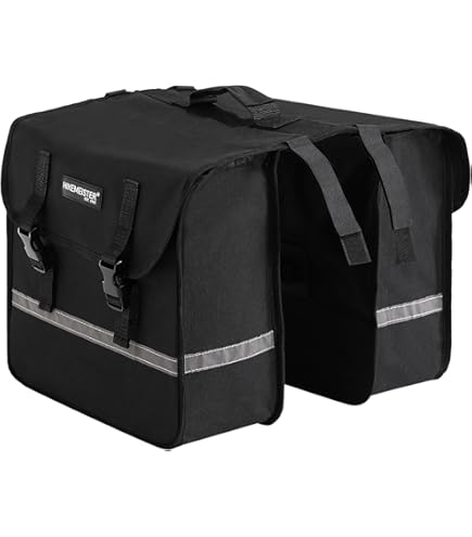 ICOCOPRO Dubbele fietstas, dubbele tas, bagagedragertas, zadeltas, zijtas, waterdicht, IPX4, ultra comfortabel, 2 kleuren (zwart, grijs