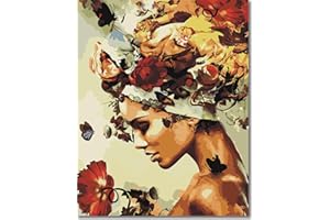 DIAMOND PAINTING FAN HOUSE Fan House Paint by Number for Adults Beginner Canvas DIY Painting by Numbers Kits with 4 Brushes and Acrylic Paint, Oil Painting Kits Gift for Kids and Adults(Flameless 16X20 Inch)-Flower Fairy