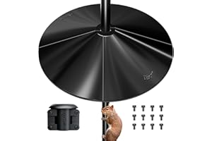 iBorn Squirrel Baffle for Bird Feeder Pole, 19.5” Oversized Squirrel Guard Baffle, Squirrel Defender, Bird Feeder for Outdoors Protector, Chew-Proof PC, Pack of 1, Black
