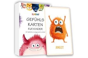 ILMFMY Gefühlskarten für Kinder, 32 Emotionsmonster mit Erklärungstexten – Für Kindergarten & Grundschule zur Selbstregulation und für EIN gutes Gefühl (Gefühlskarten)