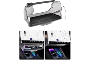 EVOOOR Hideable Under Screen Storage for Tesla Model Y Model 3,Center Console Organizer Tray with Black Anti-Slip Silicone Pad - Model Y 3 Accessories 2016-2024(Fit Model 3 Highland)