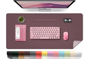 BLESWIN Tapis de Bureau en Cuir, Tapis D'ordinateur Imperméable, Tapis de Bureau Facile à Nettoyer, Tapis de Souris et de Clavier pour le Bureau, Tapis de Bureau Grand Tapis D'écriture (Violet Foncé, 80x40cm)