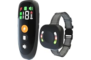 BEOANKIT Collier de Dressage,Portée de 3000 Mètres,Rechargeable avec 4 Modes Lumières LED/Son/Vibration/Choc Statique,Résistant à l'eau IP67,Adapté à Tous Les Chiens