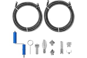 YNHJQP 2 espirales de limpieza de tuberías, limpieza de tuberías en espiral de 3 m, desatascador manual en espiral, limpiador de tuberías de manivela en espiral, limpiador de tuberías para desagües
