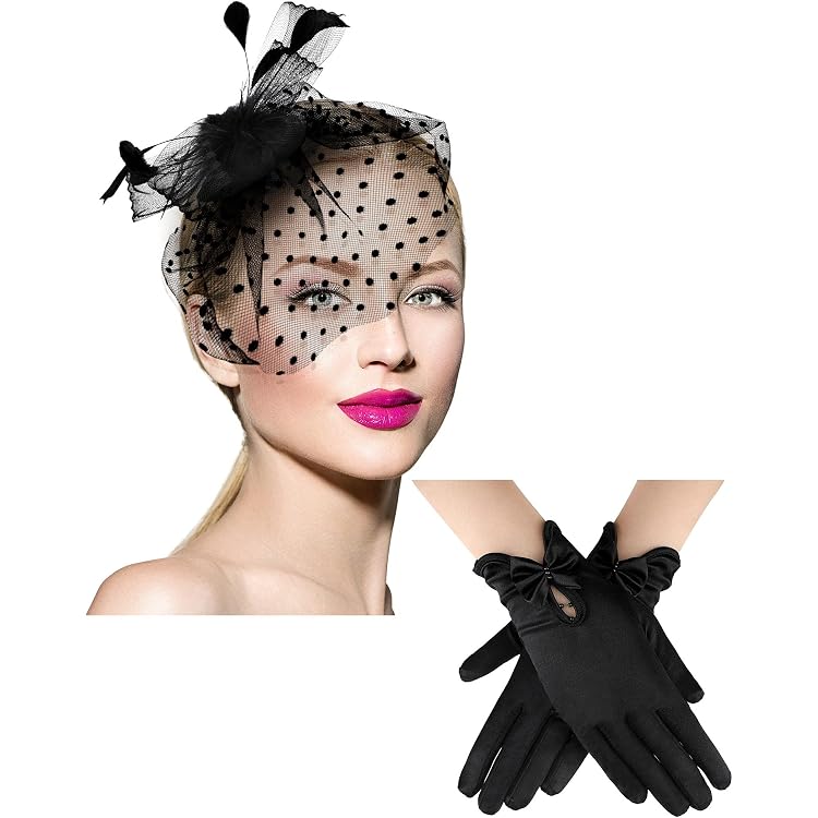 Lurrose Stirnband Mit Schwarzem Schleier - Eleganter Haarreif Aus Netz Für Frauen, Mädchen - Für Party & Halloween
