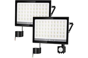 NATPOW 100W Faretto LED da Esterno con Sensore di Movimento, 11000LM 200 LEDs 6000K Faretto LED Esterno, IP65 Impermeabile Lampada con Sensore di Movimento per Garage Giardino Cortile, 2 Pezzi