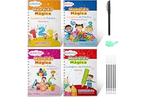 YOYIAG Cuaderno Magico Groove Calligraphy Español 4 Aprender a Escribir Unidades de Cuaderno, Aprender a Escribir Dibujar Juegos Leer, Práctica Escritura Mágica para Niños, Libro Caligrafía Mágica