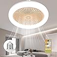 Azazaza Ceiling Fan with Lights, E27 50W LED Fan Lamp, 3 Speeds, 3 Colors, RC 1/2/4H Timing, Modern for Bedroom, Living Room, Dorm (Beige)