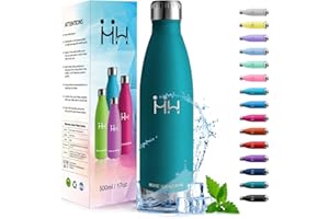 HoneyHolly Botella Termica - 500ML - Botella agua Acero Inoxidable, Termo con pared Doble Aislamient, de Fugas, Cantimplora Termica para Niños, Deportiva, Gym - Conserva 12 Horas Caliente, 24 frio
