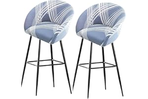 UYEOCO Bar Stools Cover,Short Back Chair Cover, Swivel Chair Slipcovers with Back, Stretch Bar Stool Chair Slipcovers with Round Backs Arms Curved Accent,Counter Bar Stool Cover for Armchair,Kitchen(H14,2PCS