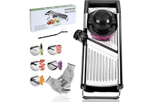 Masthome Mandolina per Verdure Professionale, Mandolina Affetta Verdure Manuale con Lame Affilate, Mandolina Tagliare Verdure Regolabile in Acciaio Inox per Patate, Carote, Cipolle