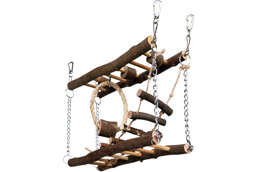 Pet Ting Natural Living Suspension Bridge Small Pet Toy Exercise Play Wood Rope