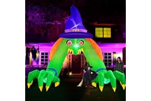 Danxilu 12 pies Arco de Bruja Gigante Hinchable Halloween, Arco Inflables Halloween de Bruja de Ojos Rojos Original Incorporado con luz LED, de Patio para Jardín, Césped, Decoración
