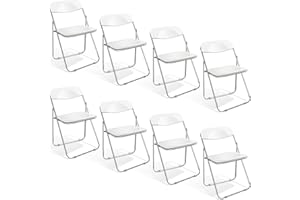 ANVOFONG Set di 8 Sedie Pieghevoli,Sedie Pieghevoli da interno Con Struttura in Metallo,Sedia Pieghevole in Materiale PP,Sedie Pieghevoli da esterno,Sedie Pieghevoli per ospiti ed eventi,bianco