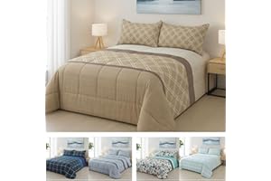 DONATELLA EDREDON Estampado Reversible Milan - 150 cm., Milan-Marron