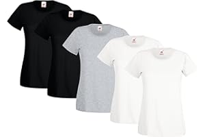 Fruit of the Loom Valueweight 5 Pack, T-Shirt Donna