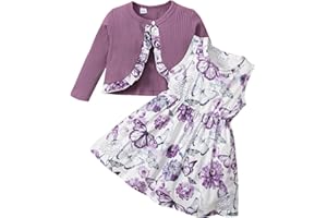 puseky Conjunto de vestido y chaqueta para bebé Niña Conjunto de vestido y chaqueta sin mangas con estampado floral para bebé Niña