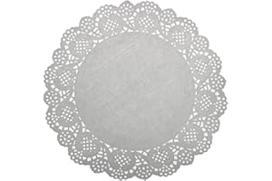 LJY 120 Pieces White Lace Round Paper Doilies Cake Packaging Pads Wedding Tableware Decoration (240mm)