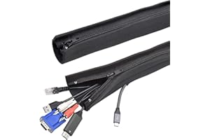 YOSH Manicotti per Cavi con Cerniere, Manicotti per la Gestione dei Cavi in Tessuto di Neoprene Evita di Mordere i Gatti per PC/TV/Ethernet a Casa/in Ufficio -100cm 2pcs Nero
