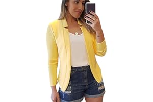OMZIN Femme Blazer à Revers Crantés Ouvert sur Le Devant Bureau Blazer Veste