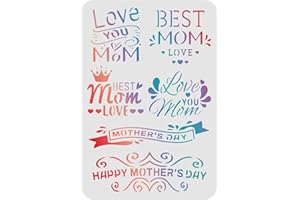 FINGERINSPIRE Happy Mother's Day Stencil per la festa della mamma, 29,7 x 21 cm, per dipingere su legno, pavimento, parete, tessuto
