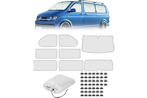 SUPAREE 8Pcs T5 Windscreen Frost Cover T6 Camper Van Blackout Window Covers Campervan Windscreen Cover Internal for Winter Snow Ice Protection (LWB T5 T6)
