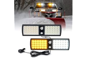Xprite White/Amber 2-in-1 Visor Strobe Lights Interior Windshield Emergency Warning Lights for Police Firefighter Construction Vehicles Trucks